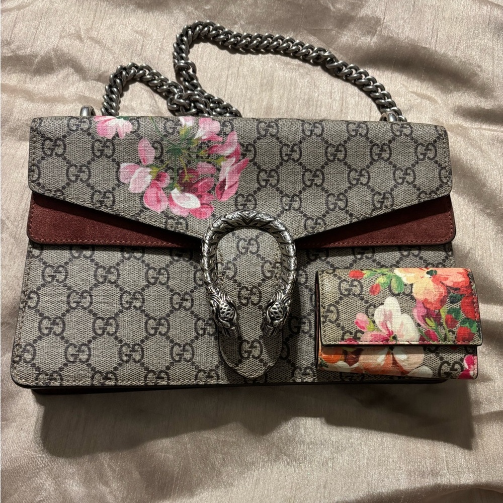 Gucci “GG” Bloom Dionysis SUPREME Shoulder Bag & MATCHING KEY WALLET EUC - Picture 12 of 16